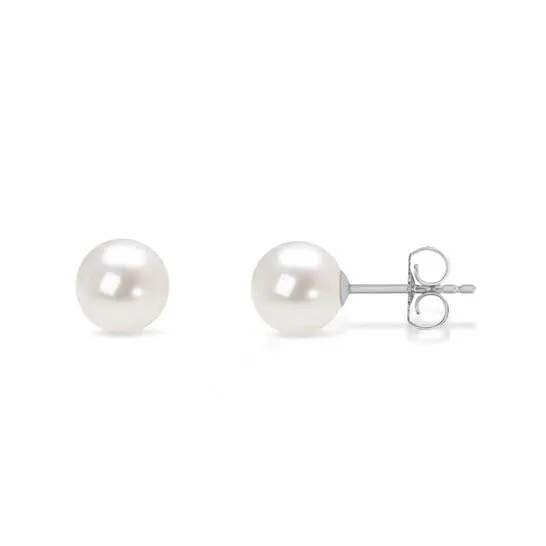 JMS always Earrings Original Haus of Brilliance 14K White Gold Round Freshwater Akoya Cultured 665MM Pearl Stud Earrings AAA Quality JMS always Earrings Original Haus of Brilliance 14K White Gold Round Freshwater Akoya Cultured 665MM Pearl Stud Earrings AAA Quality