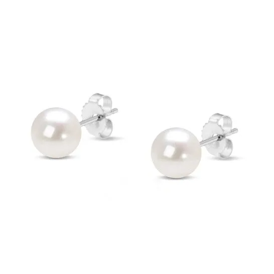 JMS always Earrings Original Haus of Brilliance 14K White Gold Round Freshwater Akoya Cultured 665MM Pearl Stud Earrings AAA Quality JMS always Earrings Original Haus of Brilliance 14K White Gold Round Freshwater Akoya Cultured 665MM Pearl Stud Earrings AAA Quality
