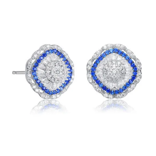 JMS always Earrings Original Megan Walford Sterling Silver Round and Baguette Cubic Zirconia Curvy Stud Earrings JMS always Earrings Original Megan Walford Sterling Silver Round and Baguette Cubic Zirconia Curvy Stud Earrings