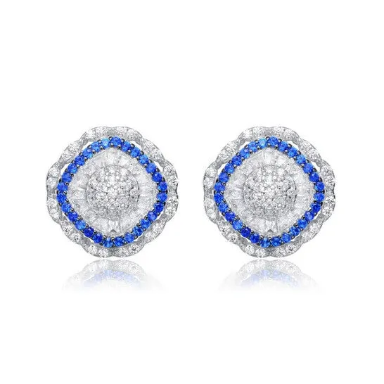 JMS always Earrings Original Megan Walford Sterling Silver Round and Baguette Cubic Zirconia Curvy Stud Earrings JMS always Earrings Original Megan Walford Sterling Silver Round and Baguette Cubic Zirconia Curvy Stud Earrings