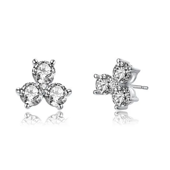 JMS always Earrings Original Megan Walford Sterling Silver Round Cubic Zirconia Clover Stud Earrings JMS always Earrings Original Megan Walford Sterling Silver Round Cubic Zirconia Clover Stud Earrings