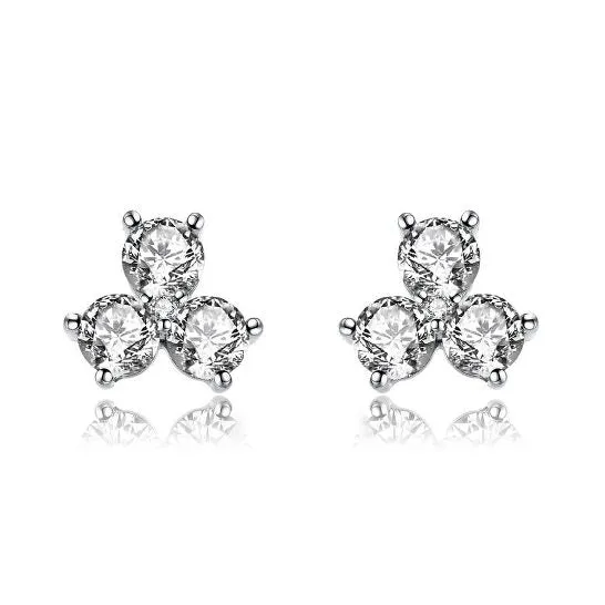 JMS always Earrings Original Megan Walford Sterling Silver Round Cubic Zirconia Clover Stud Earrings JMS always Earrings Original Megan Walford Sterling Silver Round Cubic Zirconia Clover Stud Earrings