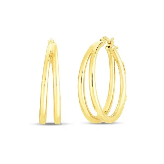 JMS always Earrings Original Roberto Coin 18K Gold Graduated 30mm Thin Double Hoop Earrings JMS always Earrings Original Roberto Coin 18K Gold Graduated 30mm Thin Double Hoop Earrings