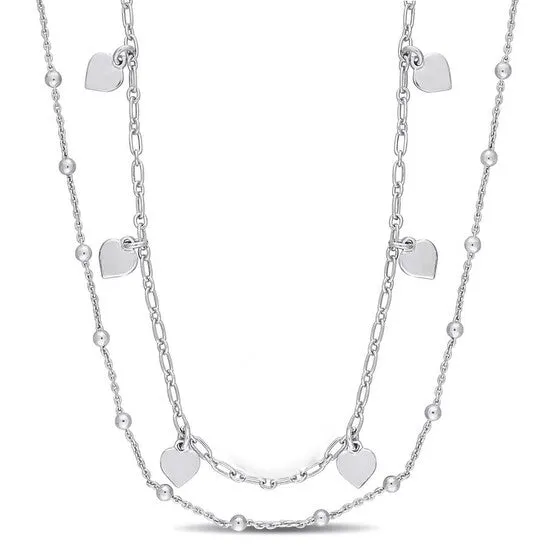 JMS always Necklaces Original AMOUR Heart and Ball Bead Chain Necklace In Sterling Silver 195 In JMS always Necklaces Original AMOUR Heart and Ball Bead Chain Necklace In Sterling Silver 195 In