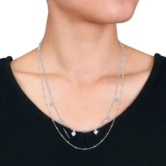 JMS always Necklaces Original AMOUR Heart and Ball Bead Chain Necklace In Sterling Silver 195 In JMS always Necklaces Original AMOUR Heart and Ball Bead Chain Necklace In Sterling Silver 195 In