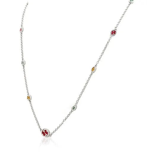 JMS always Necklaces Original Gucci Sterling Silver Interlocking G Multicoloured Enamel Necklace YBB728953001 JMS always Necklaces Original Gucci Sterling Silver Interlocking G Multicoloured Enamel Necklace YBB728953001