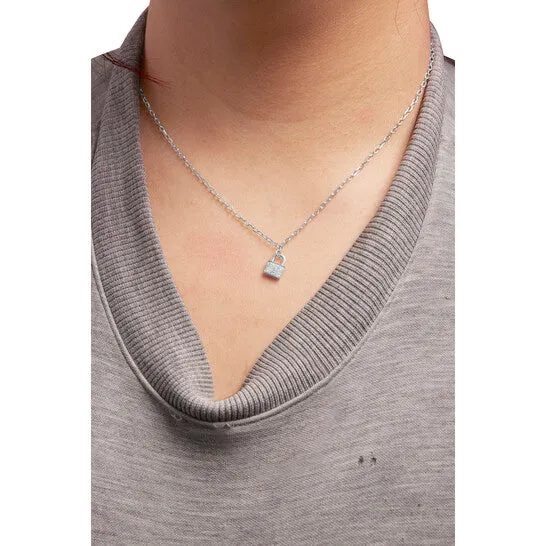 JMS always Necklaces Original Haus of Brilliance 925 Sterling Silver 14 Cttw Diamond Lock 16 Pendant Necklace with Paperclip Chain HI Color SI2I1 Clarity JMS always Necklaces Original Haus of Brilliance 925 Sterling Silver 14 Cttw Diamond Lock 16 Pendant Necklace with Paperclip Chain HI Color SI2I1 Clarity