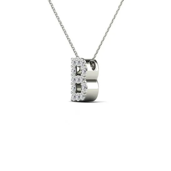 JMS always Necklaces Original Maulijewels 013 Carat Natural White Diamond Initital B Pendant Necklace In 14K Solid White Gold With 18 Cable Chain JMS always Necklaces Original Maulijewels 013 Carat Natural White Diamond Initital B Pendant Necklace In 14K Solid White Gold With 18 Cable Chain