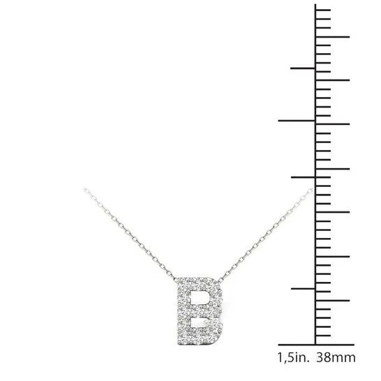 JMS always Necklaces Original Maulijewels 013 Carat Natural White Diamond Initital B Pendant Necklace In 14K Solid White Gold With 18 Cable Chain JMS always Necklaces Original Maulijewels 013 Carat Natural White Diamond Initital B Pendant Necklace In 14K Solid White Gold With 18 Cable Chain