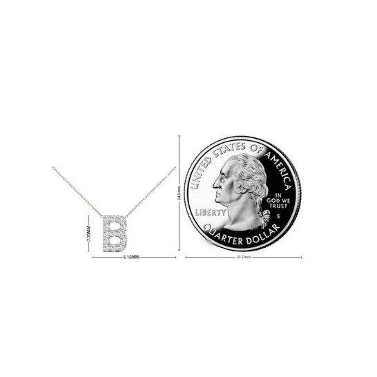 JMS always Necklaces Original Maulijewels 013 Carat Natural White Diamond Initital B Pendant Necklace In 14K Solid White Gold With 18 Cable Chain JMS always Necklaces Original Maulijewels 013 Carat Natural White Diamond Initital B Pendant Necklace In 14K Solid White Gold With 18 Cable Chain