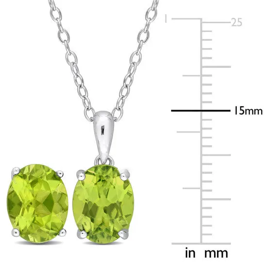 JMS always Original Amour 5 34 CT TGW Oval Peridot 2Piece Solitaire Pendant with Chain and Stud Earrings Set in Sterling Silver Earrings JMS always Original Amour 5 34 CT TGW Oval Peridot 2Piece Solitaire Pendant with Chain and Stud Earrings Set in Sterling Silver Earrings