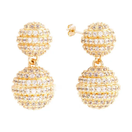 JMS always Original Elegant Confetti Womens 18K Yellow Gold Plated CZ Simulated Diamond Pave Ball Drop Statement Earrings Earrings JMS always Original Elegant Confetti Womens 18K Yellow Gold Plated CZ Simulated Diamond Pave Ball Drop Statement Earrings Earrings