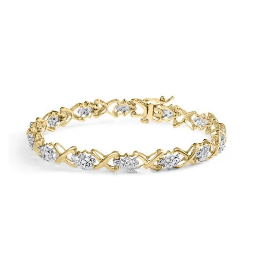 JMS always Original Haus of Brilliance 10k Yellow Gold 200 Cttw Diamond Cluster and Alternating X Link Bracelet IJ Color I3 Clarity 7 Bracelets JMS always Original Haus of Brilliance 10k Yellow Gold 200 Cttw Diamond Cluster and Alternating X Link Bracelet IJ Color I3 Clarity 7 Bracelets