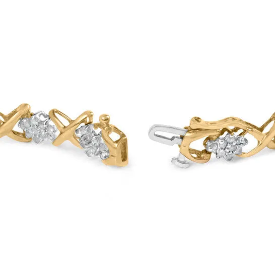 JMS always Original Haus of Brilliance 10k Yellow Gold 200 Cttw Diamond Cluster and Alternating X Link Bracelet IJ Color I3 Clarity 7 Bracelets JMS always Original Haus of Brilliance 10k Yellow Gold 200 Cttw Diamond Cluster and Alternating X Link Bracelet IJ Color I3 Clarity 7 Bracelets