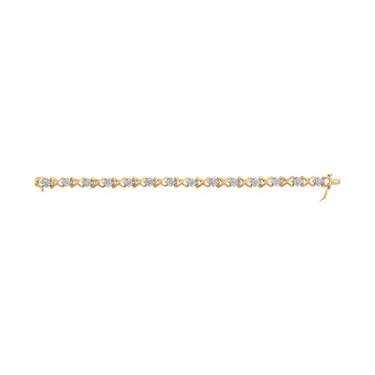 JMS always Original Haus of Brilliance 10k Yellow Gold 200 Cttw Diamond Cluster and Alternating X Link Bracelet IJ Color I3 Clarity 7 Bracelets JMS always Original Haus of Brilliance 10k Yellow Gold 200 Cttw Diamond Cluster and Alternating X Link Bracelet IJ Color I3 Clarity 7 Bracelets