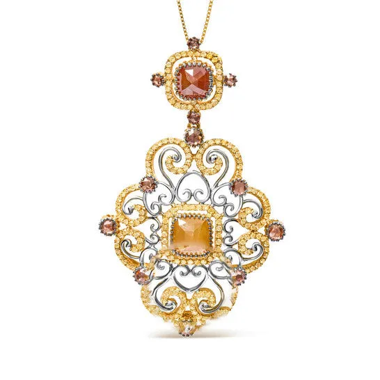 JMS always Original Haus of Brilliance 14K White and Yellow Gold 40 Cttw Fancy Color Rose Cut Diamond Antique Style 18 Pendant Necklace Yellow Color I1I2 Clarity Necklaces JMS always Original Haus of Brilliance 14K White and Yellow Gold 40 Cttw Fancy Color Rose Cut Diamond Antique Style 18 Pendant Necklace Yellow Color I1I2 Clarity Necklaces