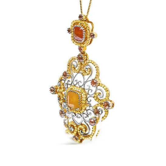 JMS always Original Haus of Brilliance 14K White and Yellow Gold 40 Cttw Fancy Color Rose Cut Diamond Antique Style 18 Pendant Necklace Yellow Color I1I2 Clarity Necklaces JMS always Original Haus of Brilliance 14K White and Yellow Gold 40 Cttw Fancy Color Rose Cut Diamond Antique Style 18 Pendant Necklace Yellow Color I1I2 Clarity Necklaces