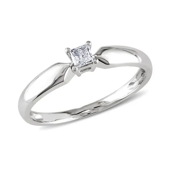 JMS always Rings Original 110 CT Princess Diamond TW Solitaire Ring 10k White Gold I2I3 JMS always Rings Original 110 CT Princess Diamond TW Solitaire Ring 10k White Gold I2I3