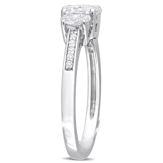 JMS always Rings Original Amour 1 CT Oval and Round Diamonds TW Engagement Ring White Platinum