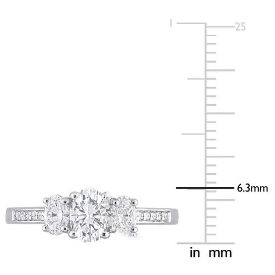 JMS always Rings Original Amour 1 CT Oval and Round Diamonds TW Engagement Ring White Platinum