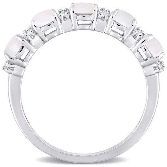 JMS always Rings Original Amour 1 CT TGW Opal and White Topaz Semi Eternity Ring in Sterling Silver JMS always Rings Original Amour 1 CT TGW Opal and White Topaz Semi Eternity Ring in Sterling Silver