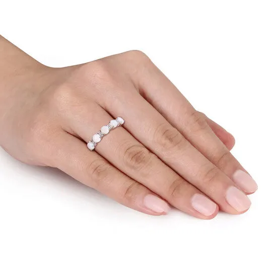 JMS always Rings Original Amour 1 CT TGW Opal and White Topaz Semi Eternity Ring in Sterling Silver JMS always Rings Original Amour 1 CT TGW Opal and White Topaz Semi Eternity Ring in Sterling Silver
