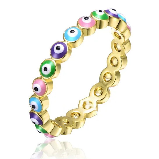 JMS always Rings Original Rachel Glauber Young AdultsTeens 14k Yellow Gold Plated Colorful Enamel Evil Eye Stacking Ring JMS always Rings Original Rachel Glauber Young AdultsTeens 14k Yellow Gold Plated Colorful Enamel Evil Eye Stacking Ring