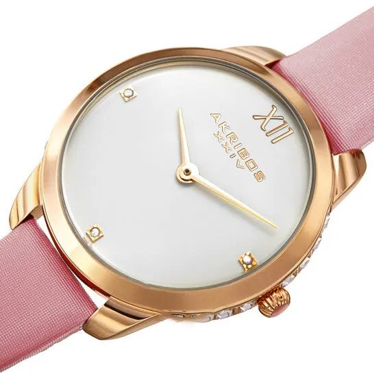 JMS always Watches Original Akribos XXIV Quartz White Dial Ladies Watch AK1059PK JMS always Watches Original Akribos XXIV Quartz White Dial Ladies Watch AK1059PK