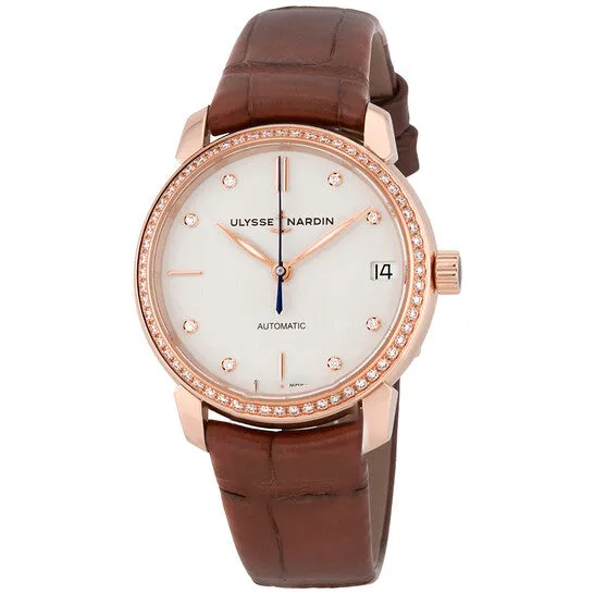 JMS always Watches Original Ulysse Nardin Classico Eggshell White Diamond Dial 18kt Rose Gold Brown Leather Ladies Watch 8106116B2990 JMS always Watches Original Ulysse Nardin Classico Eggshell White Diamond Dial 18kt Rose Gold Brown Leather Ladies Watch 8106116B2990