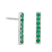 LabCreated Emerald Bar Drop Earrings in Sterling Silver Goldia Earrings