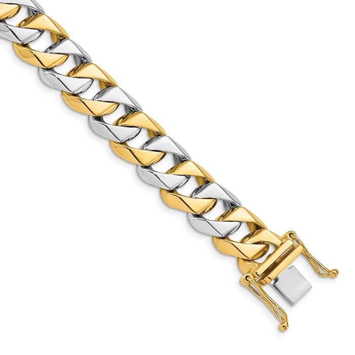 MDS Bracelets Solid 14K Twotone Gold 85 inch 112mm Hand Polished Fancy Link with Box Catch Clasp Bracelet MDS Bracelets Solid 14K Twotone Gold 85 inch 112mm Hand Polished Fancy Link with Box Catch Clasp Bracelet