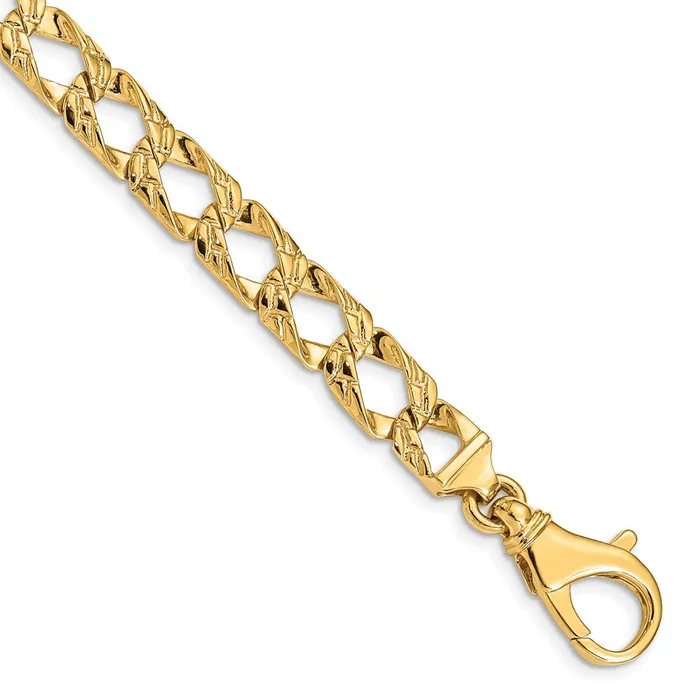 MDS Bracelets Solid 14K Yellow Gold 9 inch 86mm Hand Polished Fancy Link with Fancy Lobster Clasp Bracelet MDS Bracelets Solid 14K Yellow Gold 9 inch 86mm Hand Polished Fancy Link with Fancy Lobster Clasp Bracelet