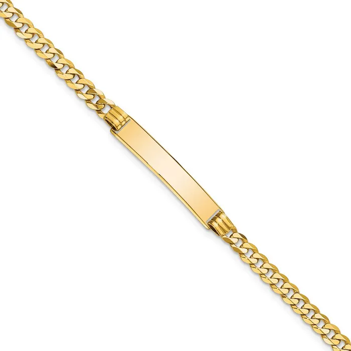 MDS Bracelets Solid 14K Yellow Gold Curb Link ID Bracelet