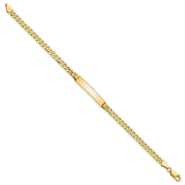 MDS Bracelets Solid 14K Yellow Gold Curb Link ID Bracelet MDS Bracelets Solid 14K Yellow Gold Curb Link ID Bracelet
