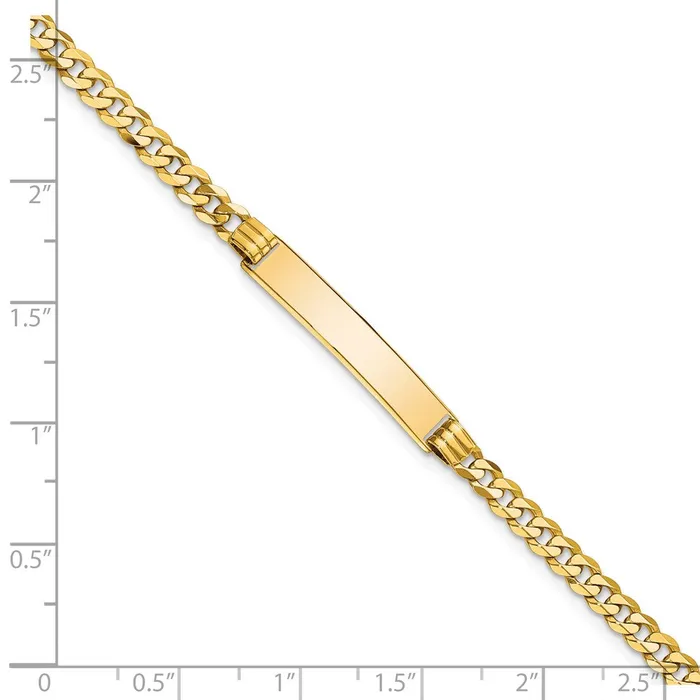 MDS Bracelets Solid 14K Yellow Gold Curb Link ID Bracelet MDS Bracelets Solid 14K Yellow Gold Curb Link ID Bracelet