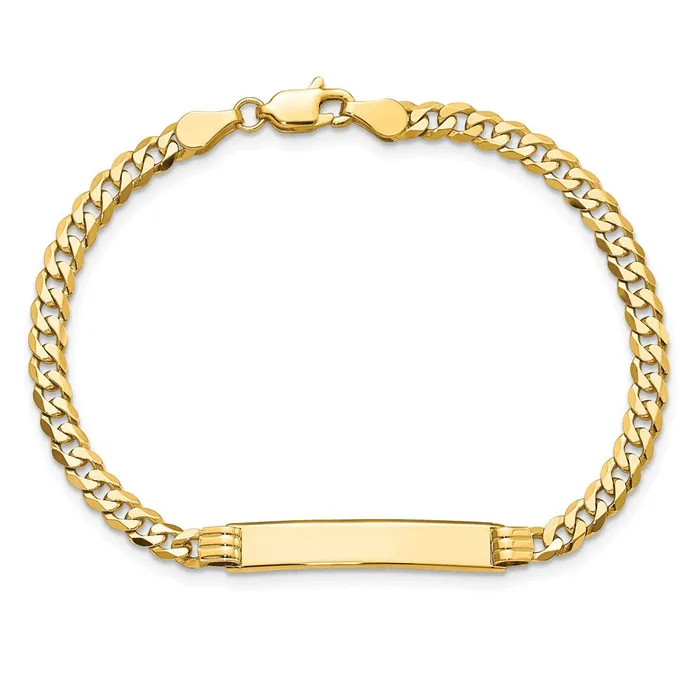 MDS Bracelets Solid 14K Yellow Gold Curb Link ID Bracelet MDS Bracelets Solid 14K Yellow Gold Curb Link ID Bracelet