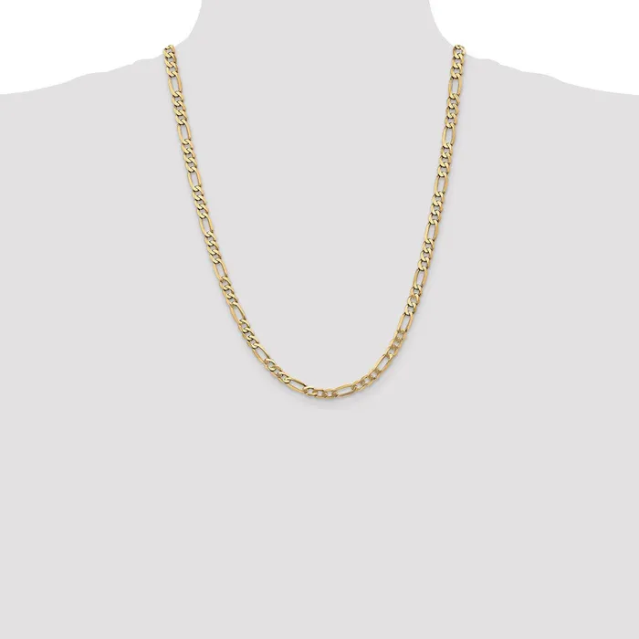 MDS Necklaces Solid 14K Yellow Gold 24 inch 525mm Flat Figaro with Lobster Clasp Chain Necklace MDS Necklaces Solid 14K Yellow Gold 24 inch 525mm Flat Figaro with Lobster Clasp Chain Necklace