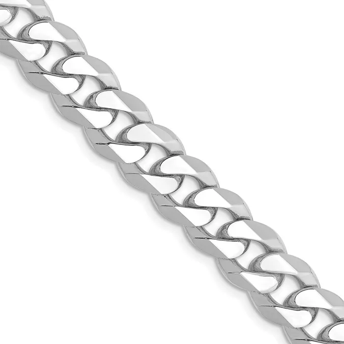 MDS Solid 14K White Gold 24 inch 85mm Flat Beveled Curb with Lobster Clasp Chain Necklace Necklaces MDS Solid 14K White Gold 24 inch 85mm Flat Beveled Curb with Lobster Clasp Chain Necklace Necklaces