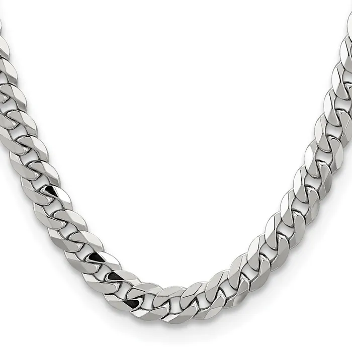 MDS Solid 14K White Gold 24 inch 85mm Flat Beveled Curb with Lobster Clasp Chain Necklace Necklaces MDS Solid 14K White Gold 24 inch 85mm Flat Beveled Curb with Lobster Clasp Chain Necklace Necklaces