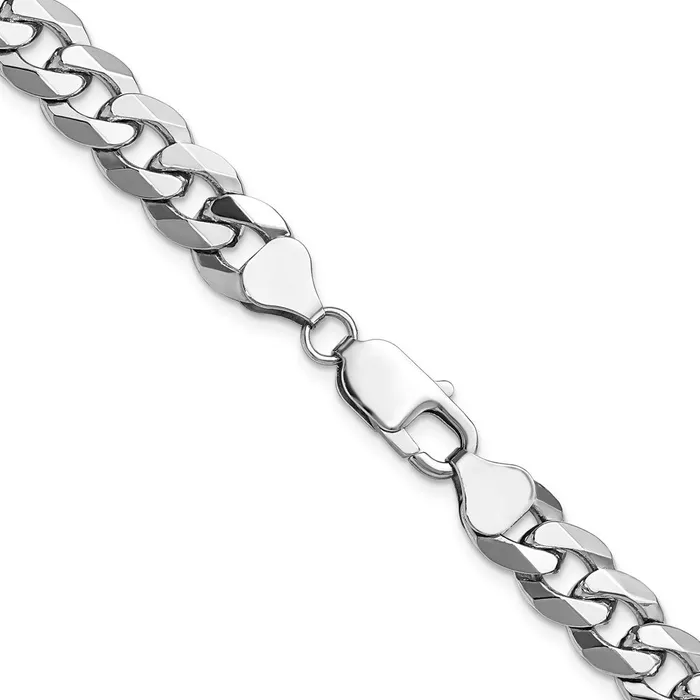 MDS Solid 14K White Gold 24 inch 85mm Flat Beveled Curb with Lobster Clasp Chain Necklace Necklaces MDS Solid 14K White Gold 24 inch 85mm Flat Beveled Curb with Lobster Clasp Chain Necklace Necklaces