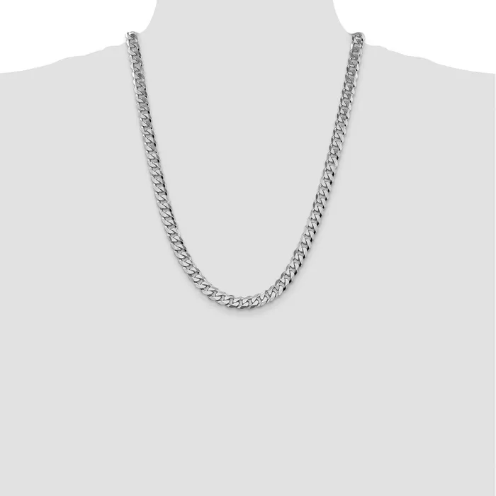 MDS Solid 14K White Gold 24 inch 85mm Flat Beveled Curb with Lobster Clasp Chain Necklace Necklaces MDS Solid 14K White Gold 24 inch 85mm Flat Beveled Curb with Lobster Clasp Chain Necklace Necklaces