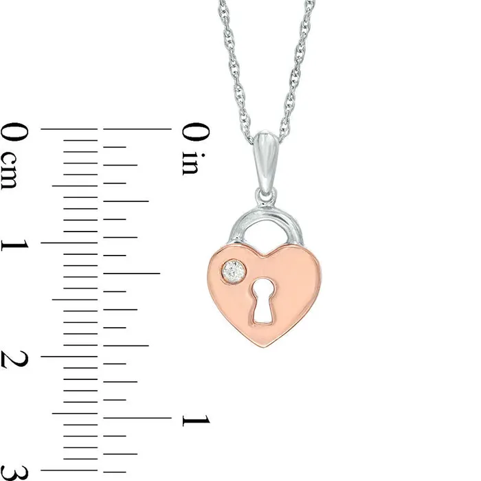 Natural Clarity Enhanced Accent Solitaire Heart Pendant in Sterling Silver and 10K Rose Gold Goldia Necklaces Natural Clarity Enhanced Accent Solitaire Heart Pendant in Sterling Silver and 10K Rose Gold Goldia Necklaces