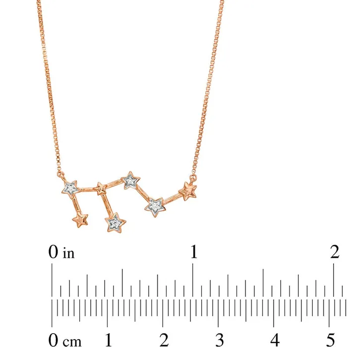 Natural Diamond Accent Leo Constellation Necklace in Sterling Silver with 14K Rose Gold Plate Goldia Necklaces Natural Diamond Accent Leo Constellation Necklace in Sterling Silver with 14K Rose Gold Plate Goldia Necklaces
