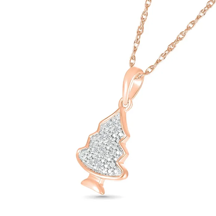 Necklaces 005 CT TW Natural Diamond Christmas Tree Pendant in Sterling Silver with 14K Rose Gold Plate Goldia Necklaces 005 CT TW Natural Diamond Christmas Tree Pendant in Sterling Silver with 14K Rose Gold Plate Goldia