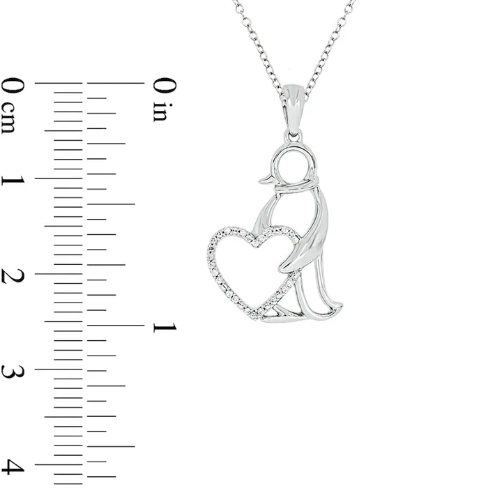 Necklaces 005 CT TW Natural Diamond Penguin with Heart Pendant in Sterling Silver Goldia Necklaces 005 CT TW Natural Diamond Penguin with Heart Pendant in Sterling Silver Goldia