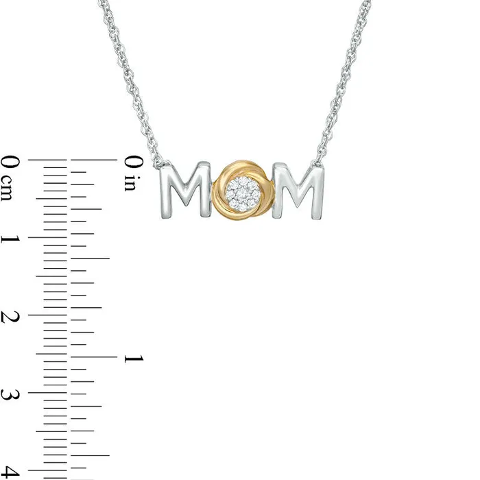 Necklaces 007 CT TW Composite Natural Diamond MOM Knot Necklace in Sterling Silver and 10K Yellow Gold 17 Goldia Necklaces 007 CT TW Composite Natural Diamond MOM Knot Necklace in Sterling Silver and 10K Yellow Gold 17 Goldia