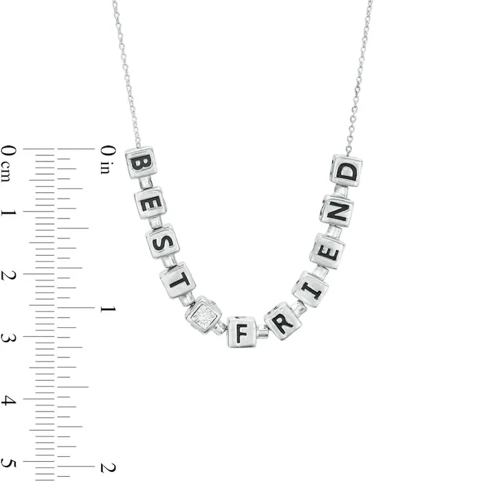 Necklaces 01 CT TW Natural Diamond Beaded Cube BEST FRIEND Necklace in Sterling Silver Goldia Necklaces 01 CT TW Natural Diamond Beaded Cube BEST FRIEND Necklace in Sterling Silver Goldia