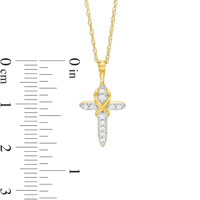 Necklaces 01 CT TW Natural Diamond Cross with Infinity Overlay Pendant in 10K Yellow Gold Goldia Necklaces 01 CT TW Natural Diamond Cross with Infinity Overlay Pendant in 10K Yellow Gold Goldia
