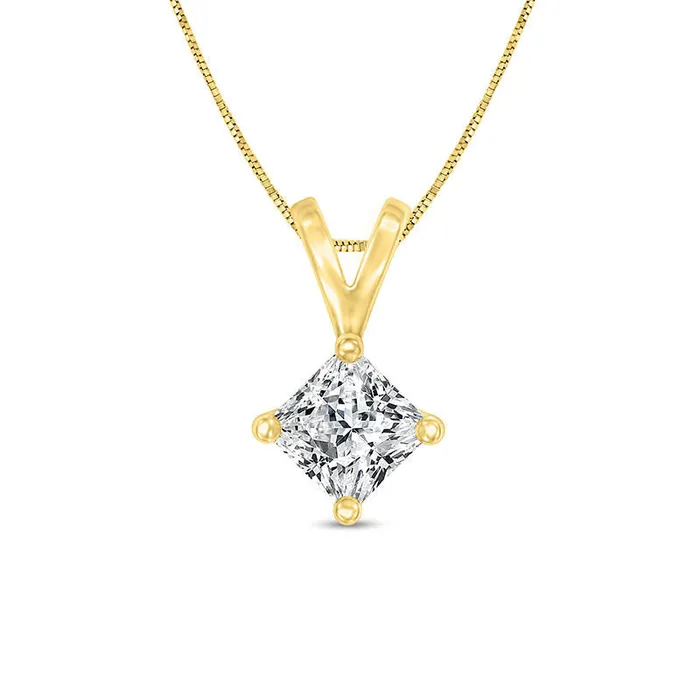 Necklaces 025 CT Certified PrincessCut Natural Clarity Enhanced Solitaire Pendant in 14K Gold ISI2 Goldia Necklaces 025 CT Certified PrincessCut Natural Clarity Enhanced Solitaire Pendant in 14K Gold ISI2 Goldia