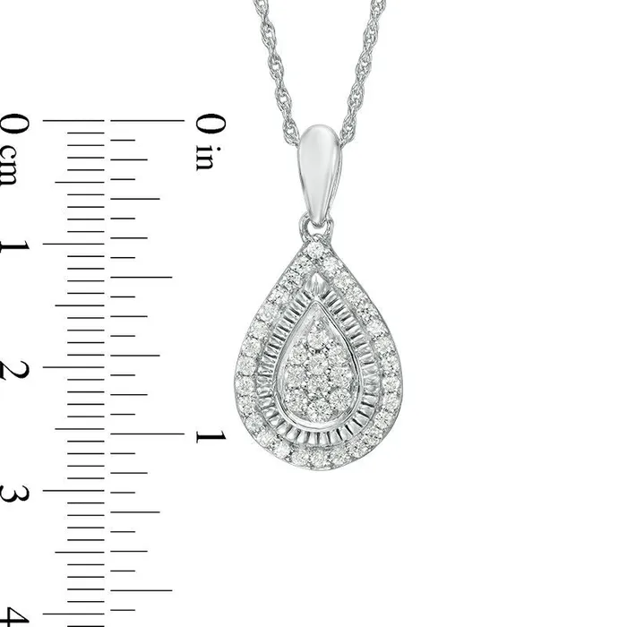 Necklaces 025 CT TW Composite Natural Diamond Teardrop Frame Pendant in Sterling Silver Goldia Necklaces 025 CT TW Composite Natural Diamond Teardrop Frame Pendant in Sterling Silver Goldia
